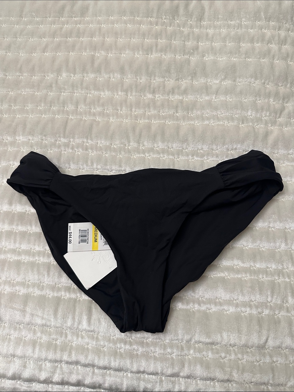 NWT $44 Becca Black Ruched-Side Bikini Bottoms American Fit [ medium ]